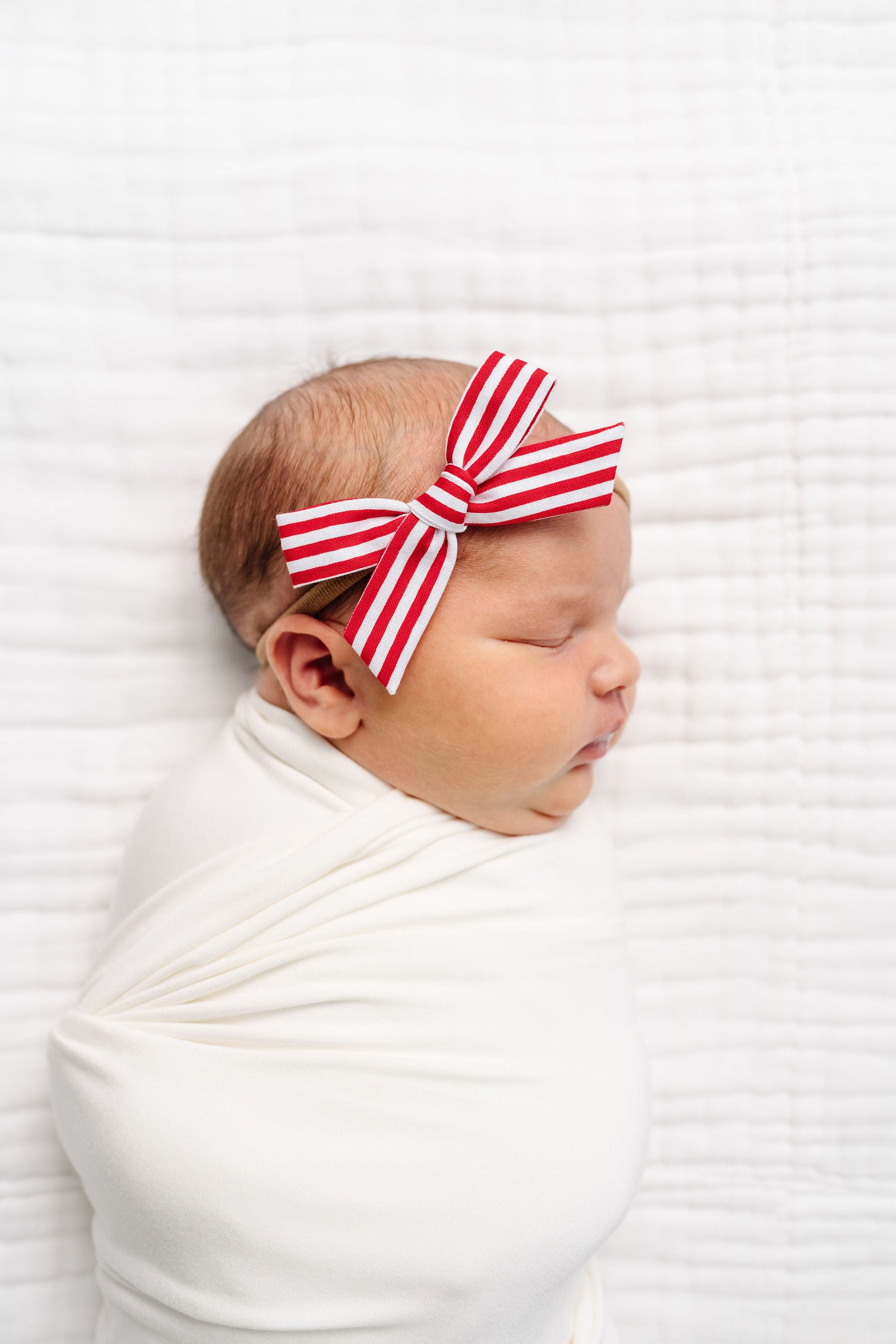 Classic Bow - Red Stripe Petite Headband