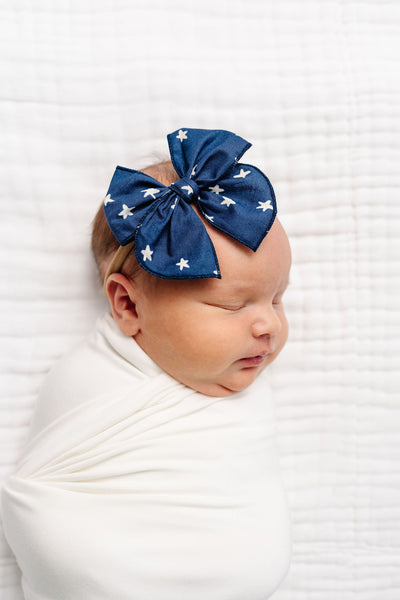 Heirloom Bow - Navy Star Headband