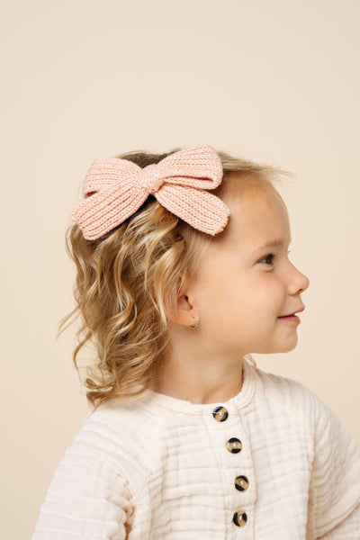 Sweater Bow 3 Pack - Petal Speckle Chunky Knit Clip