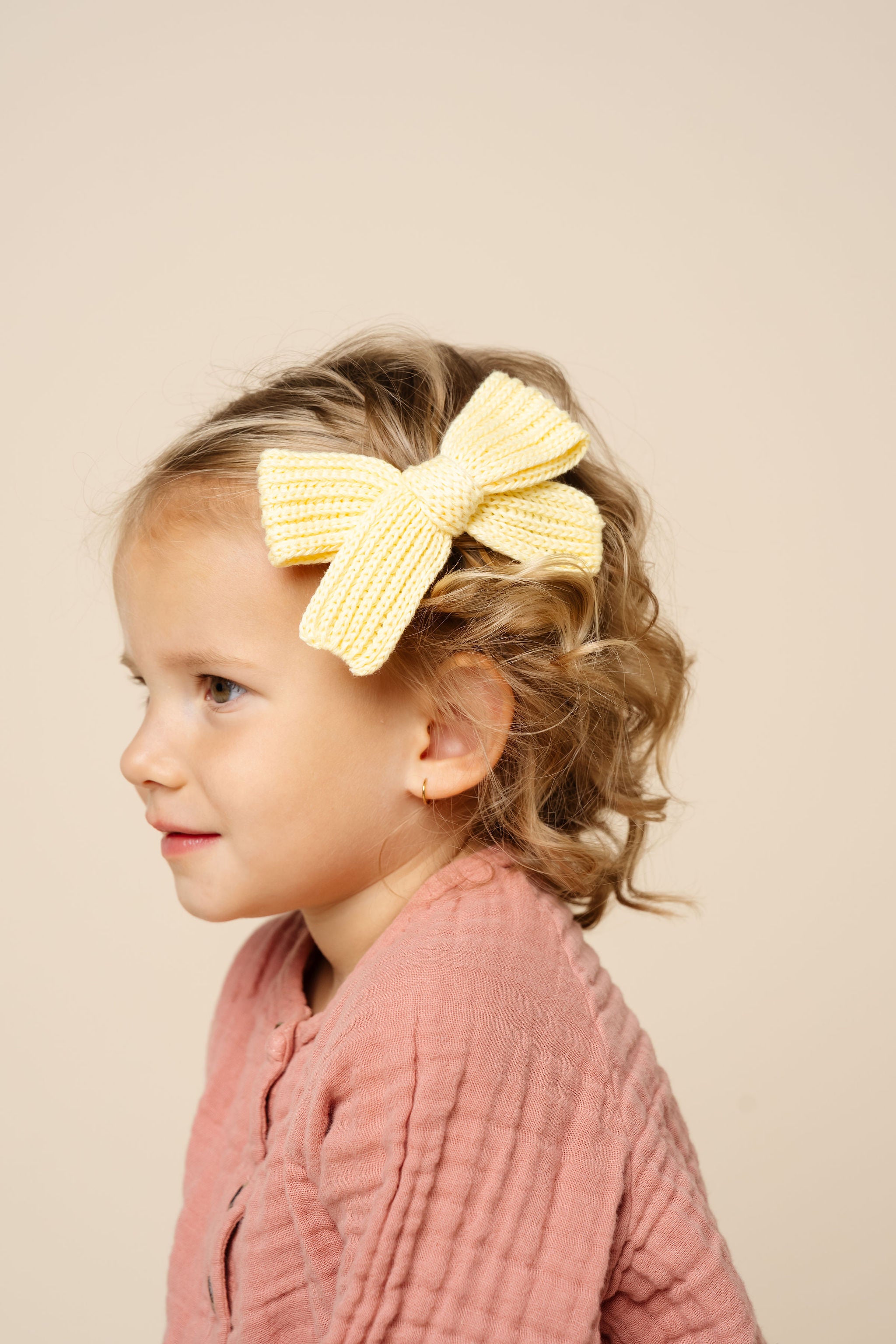 Sweater Bow - Butter Yellow Chunky Knit Clip