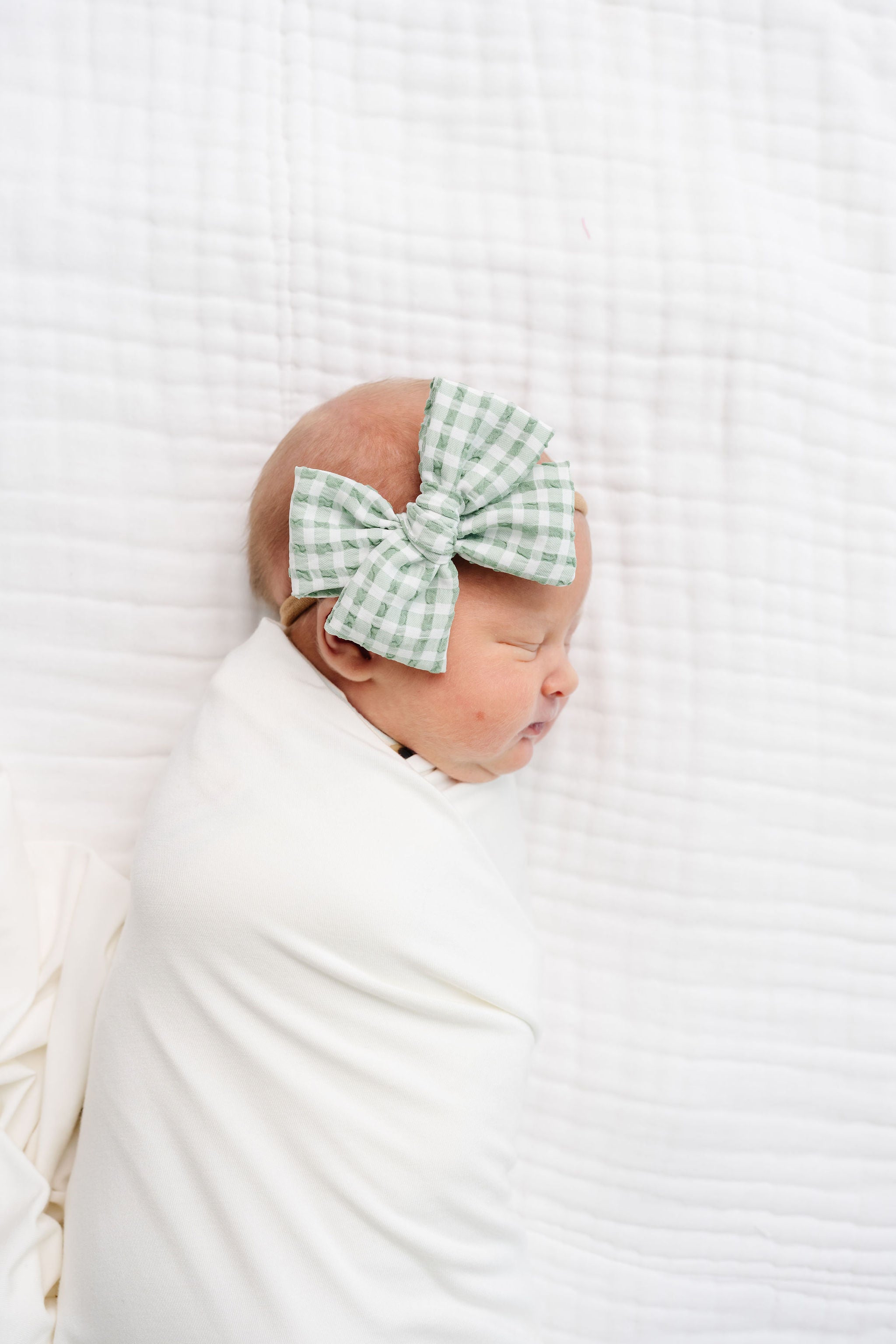 Adventure Bow - Basil Gingham Headband
