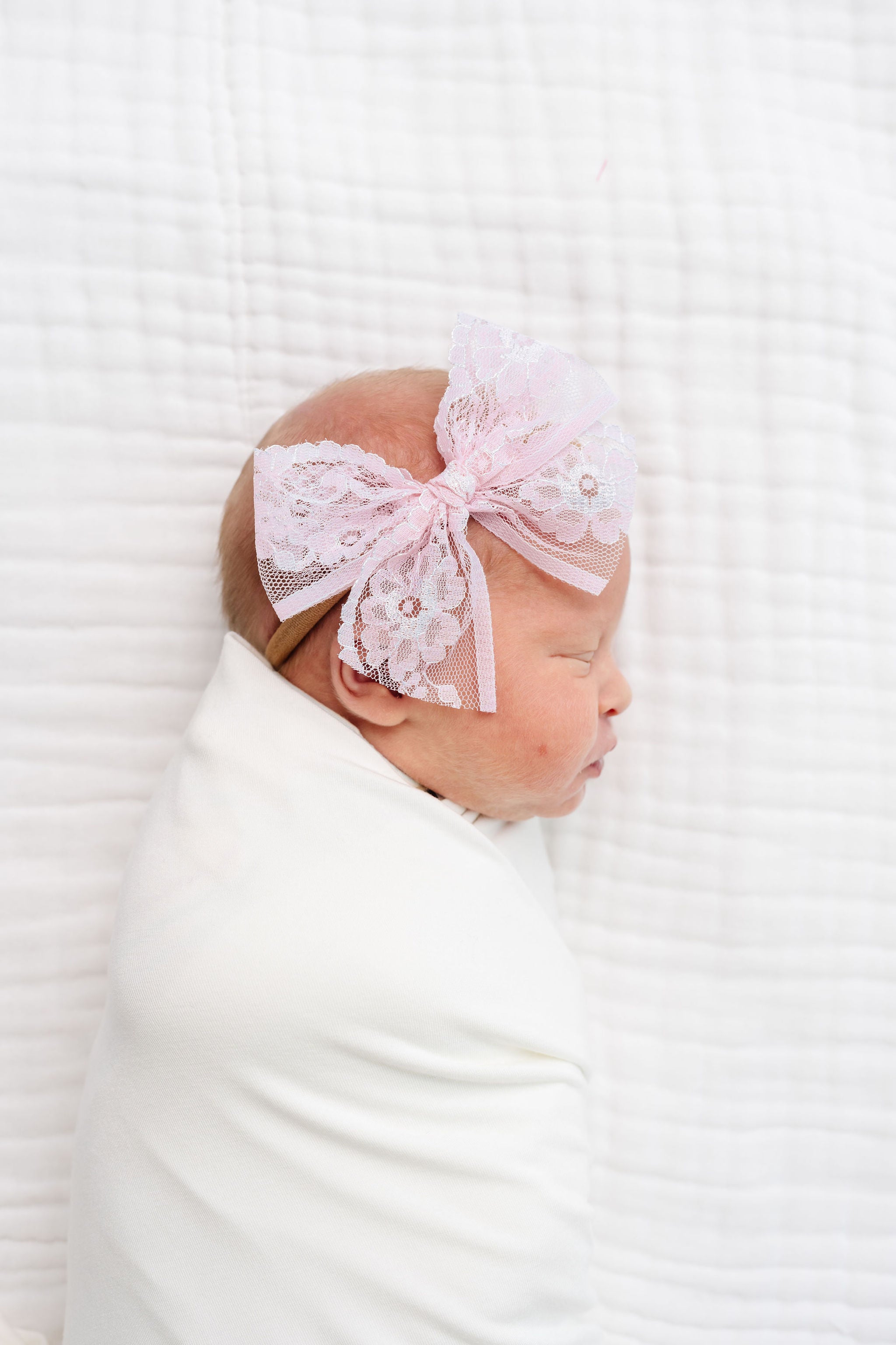 Lace Bow - Baby Pink Headband