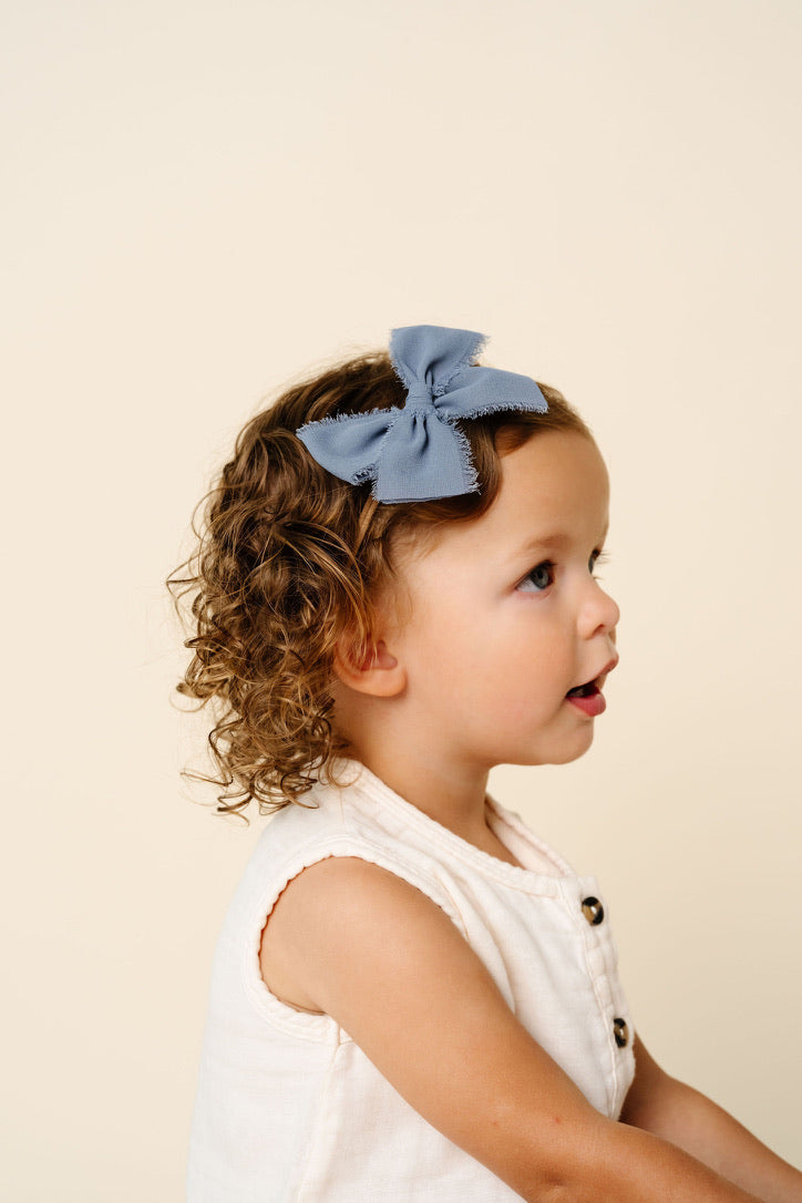 Chiffon Bow - Steel Blue Headband