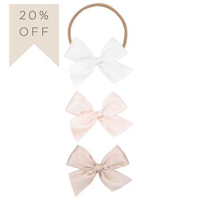 Satin Bow 3 Pack: Blush Headbands
