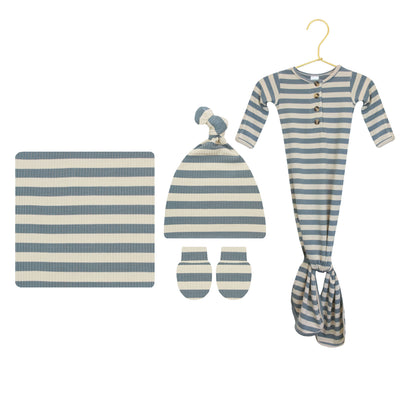 Lincoln Ribbed Newborn Hat Bundle + Knotted Gown