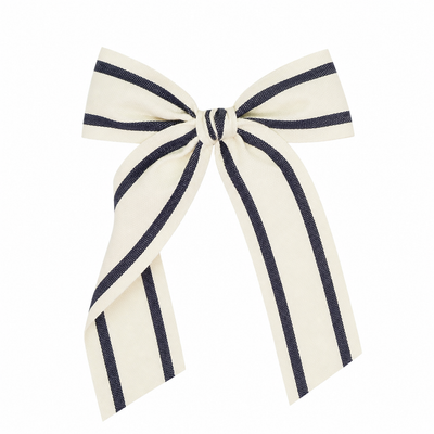 Ribbon Bow - Navy Stripe Sash Clip