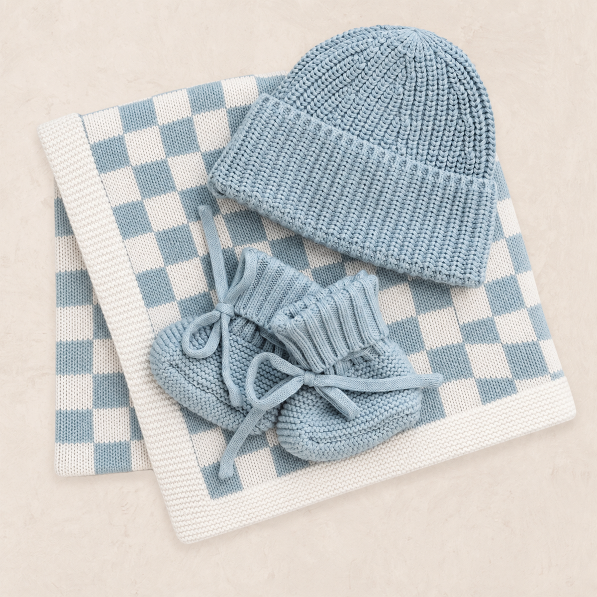 Knit Beanie Bundle - Steele Checkered