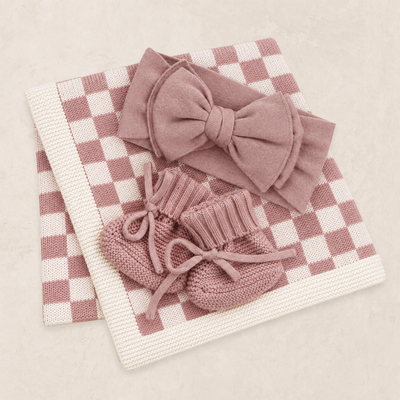 Knit Headband Bundle - Mauve Checkered