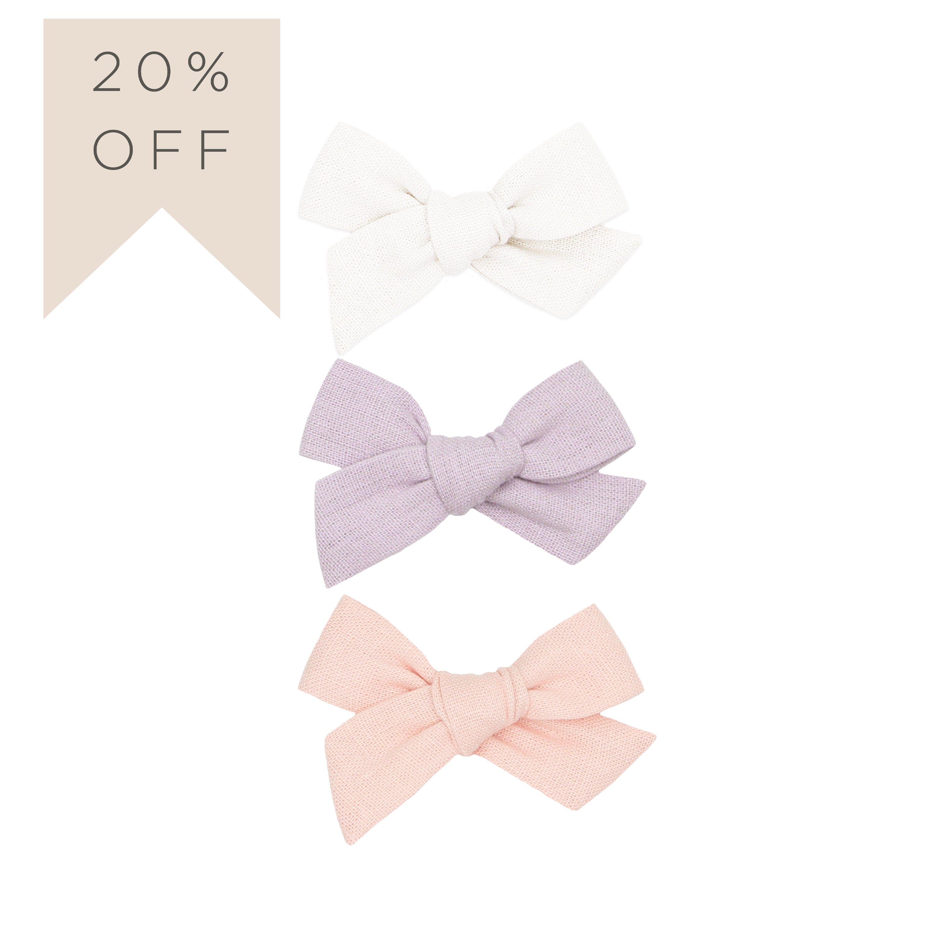 Classic Bow 3 Pack: Lavender Clips