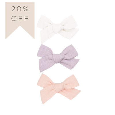 Classic Bow 3 Pack: Lavender Clips