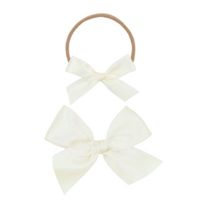 Satin Bow - Cream Headband