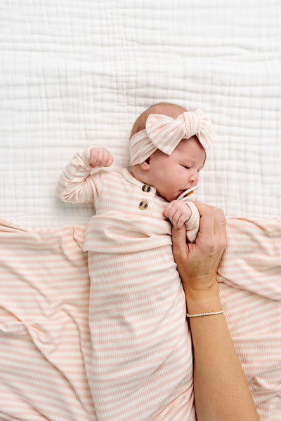 Harper Ribbed Newborn Headband Bundle (Gown)
