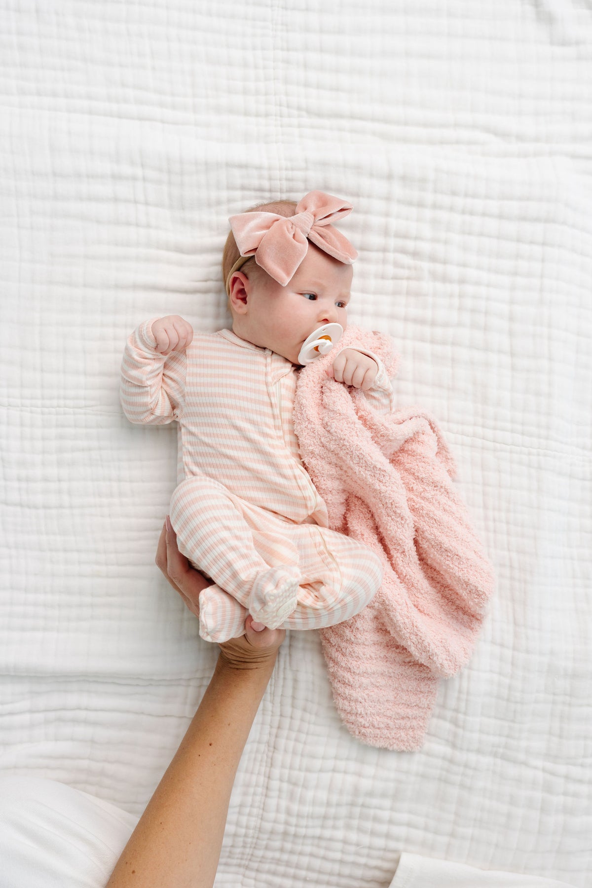 Harper Ribbed Newborn Headband Bundle + Zipper Footie