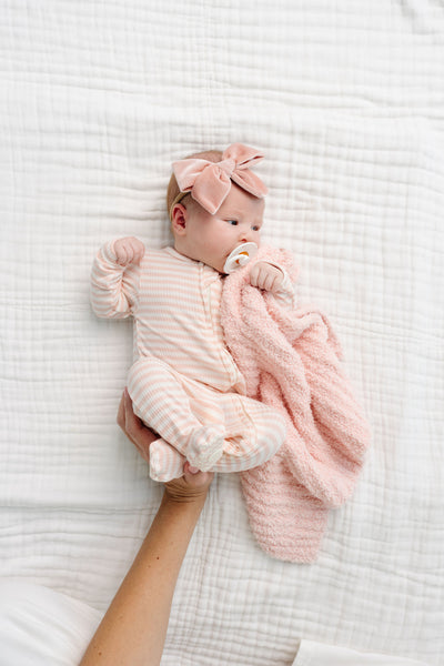 Harper Ribbed Newborn Headband Bundle + Zipper Footie