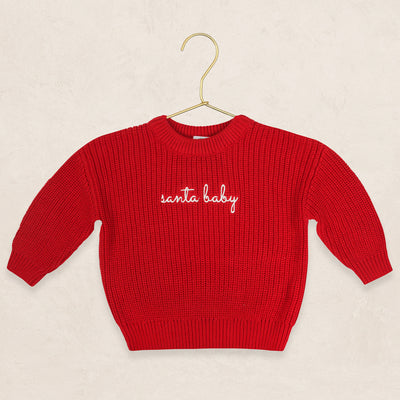 Knit Chunky Sweater - Red - "Santa Baby"