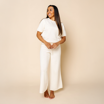 Knit Women's Wide Leg Pant - Ivory