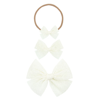 Tulle Bow - Ivory Dot