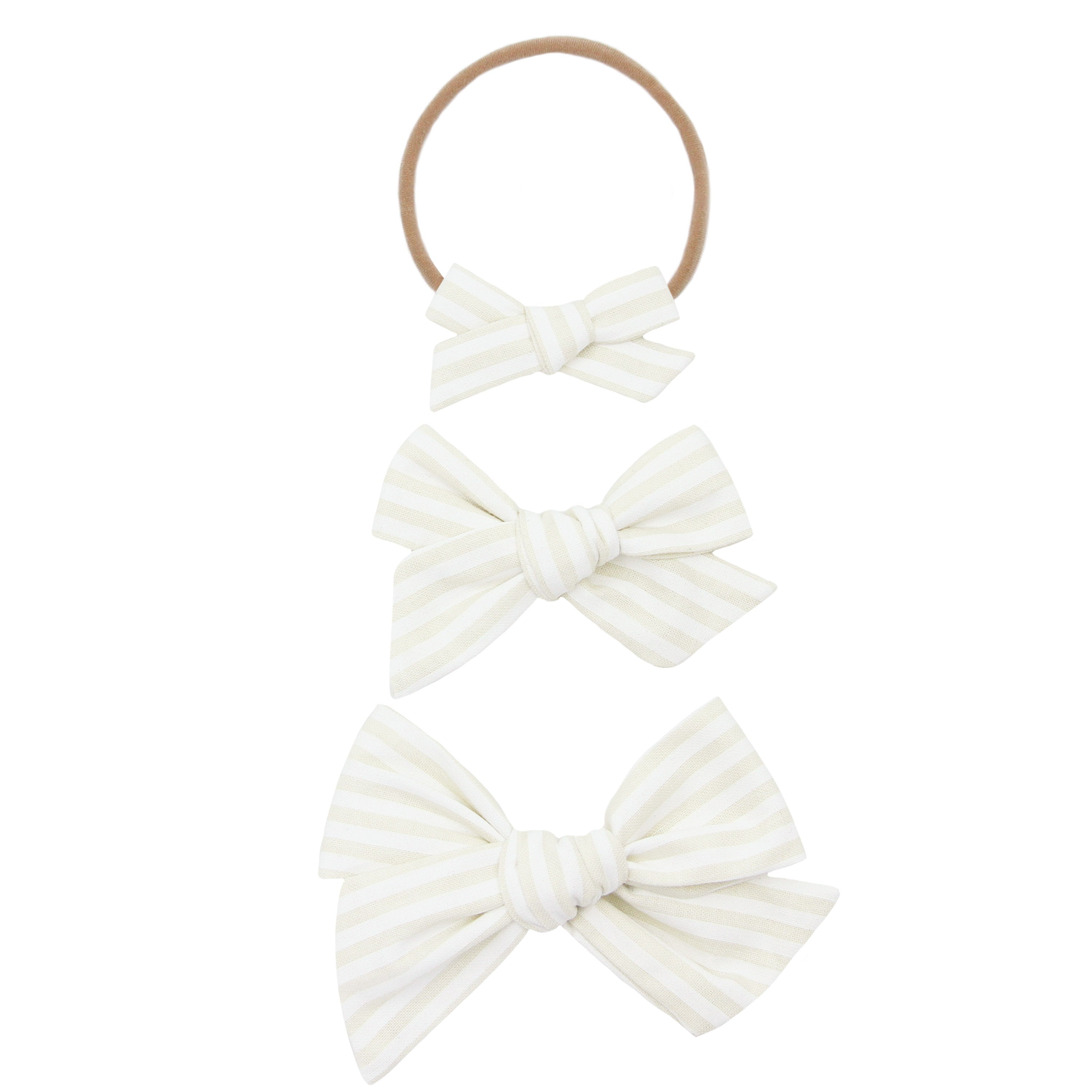 Classic Bow - Ivory Stripe