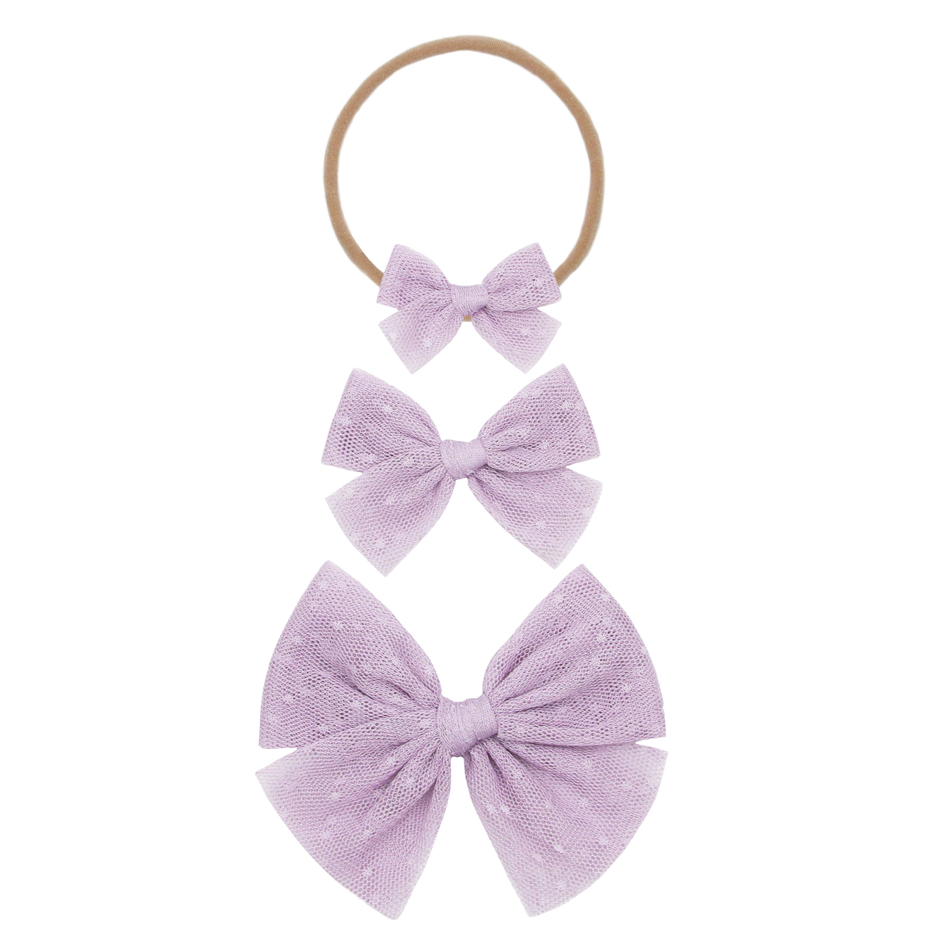 Tulle Bow - Lavender Dot