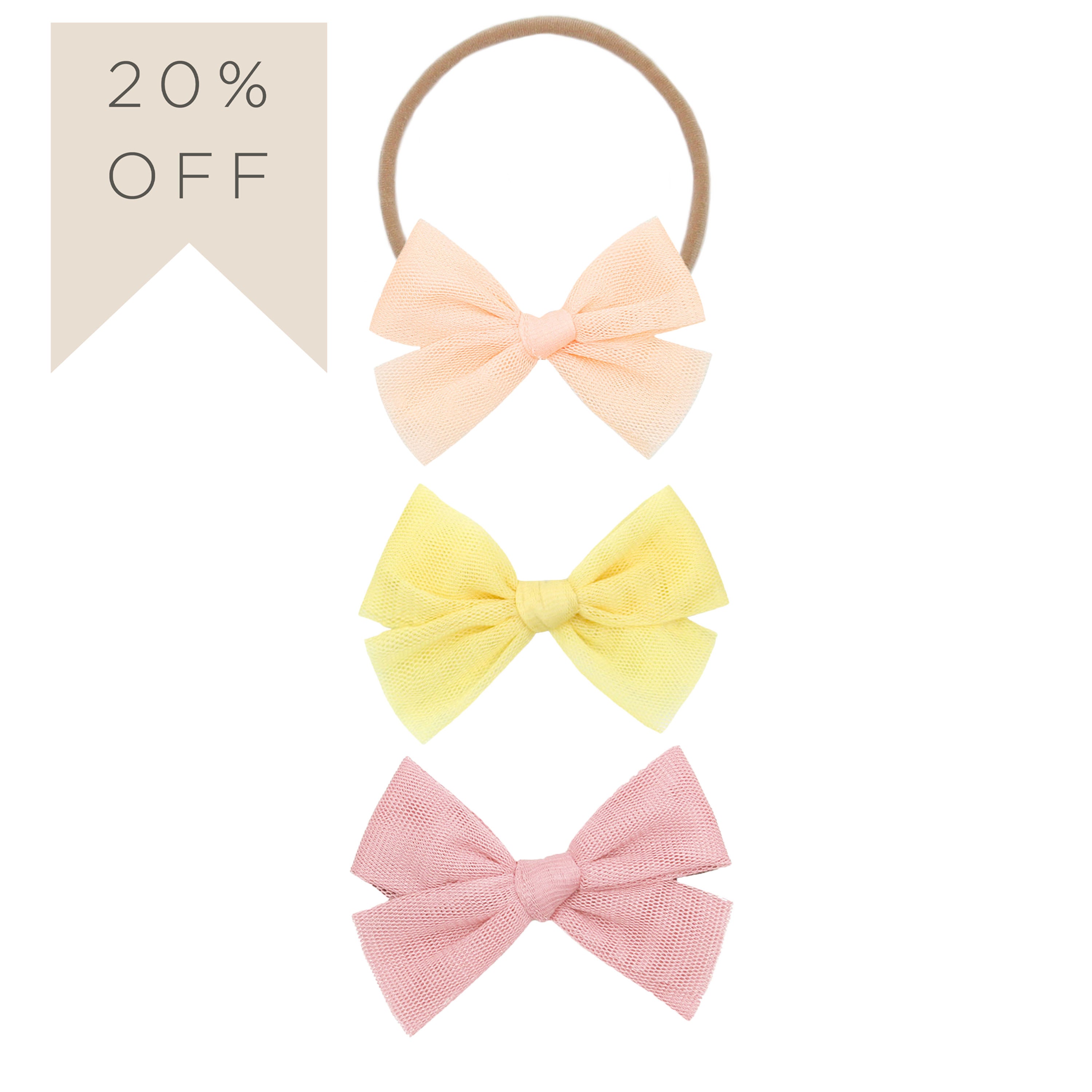 Tulle Bow 3 Pack: Lemon