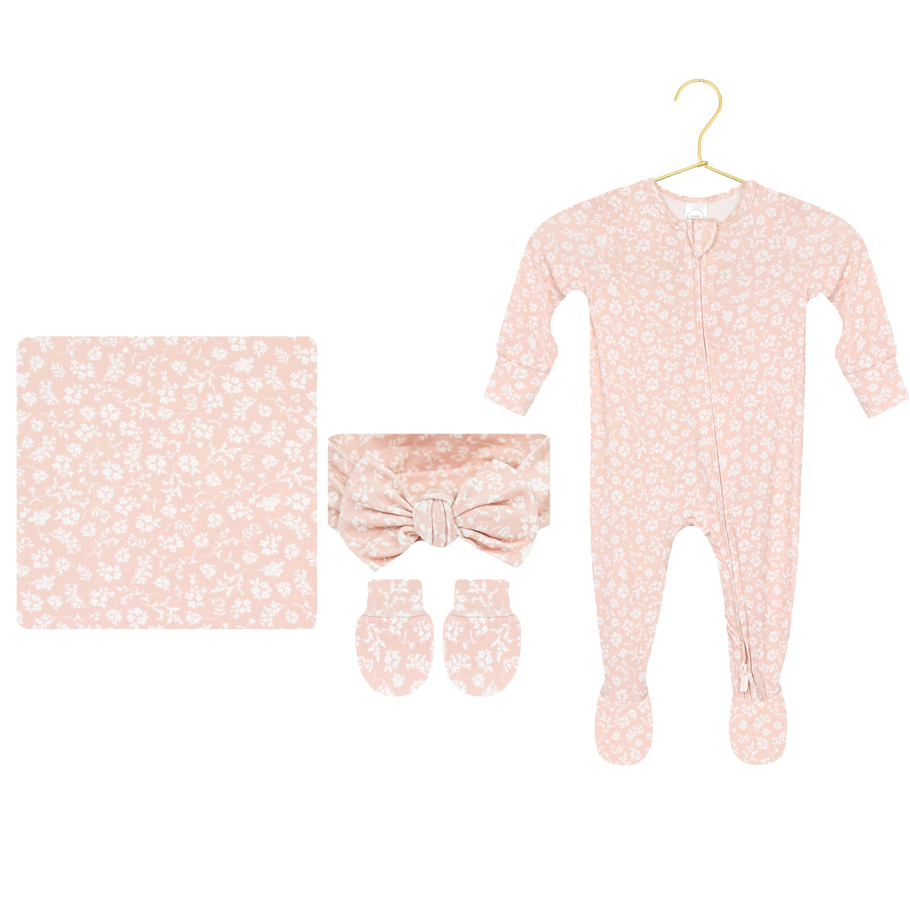 Louise Newborn Headband Bundle + Zipper Footie