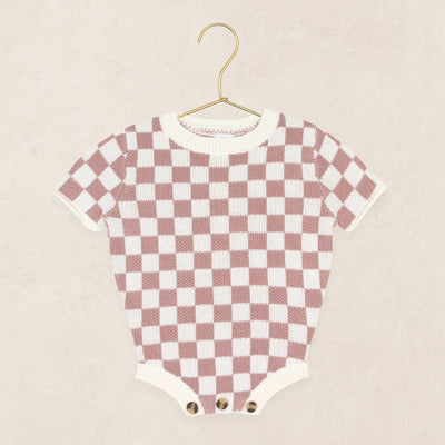Knit Onesie - Mauve Checkered