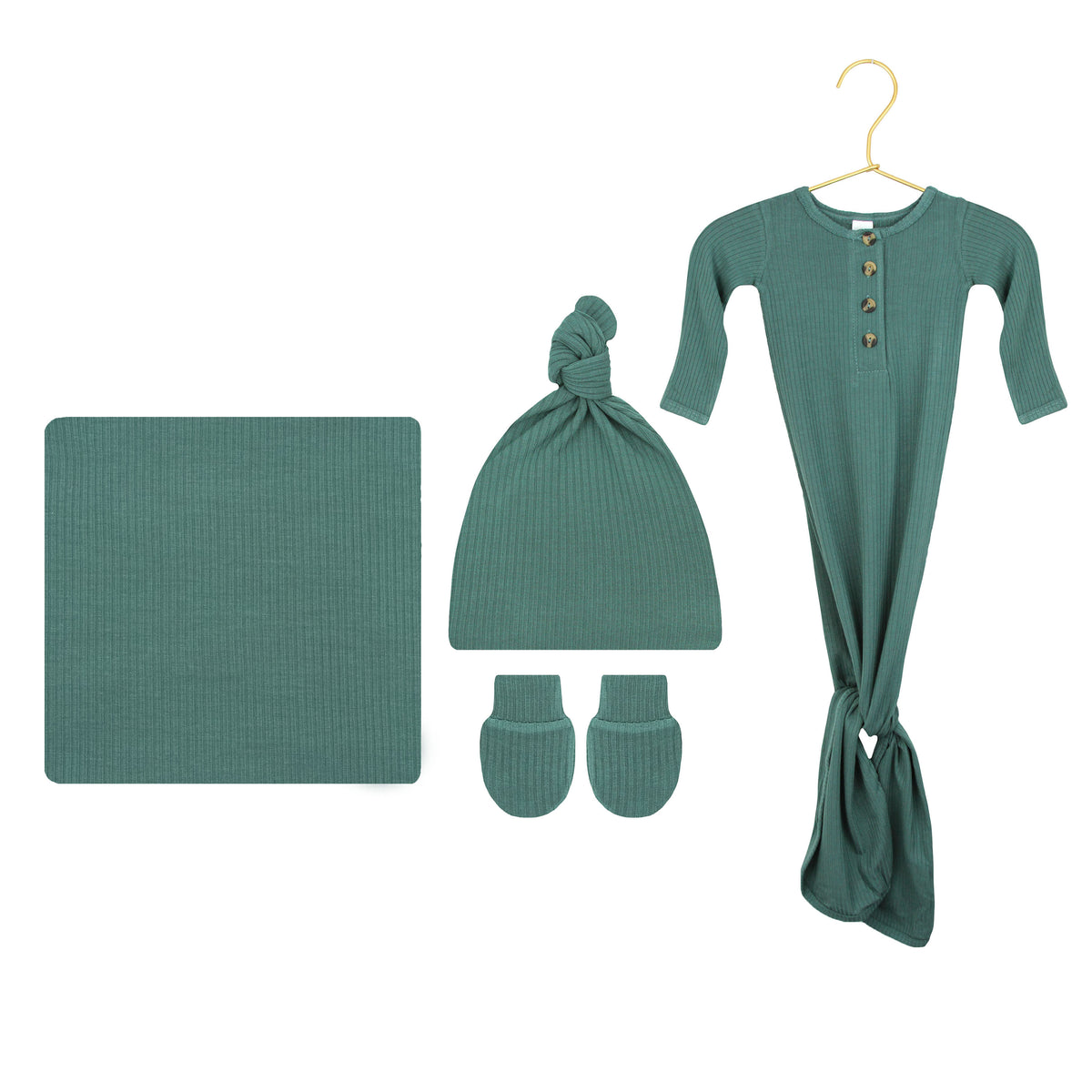 Pierce Ribbed Newborn Hat Bundle + Knotted Gown
