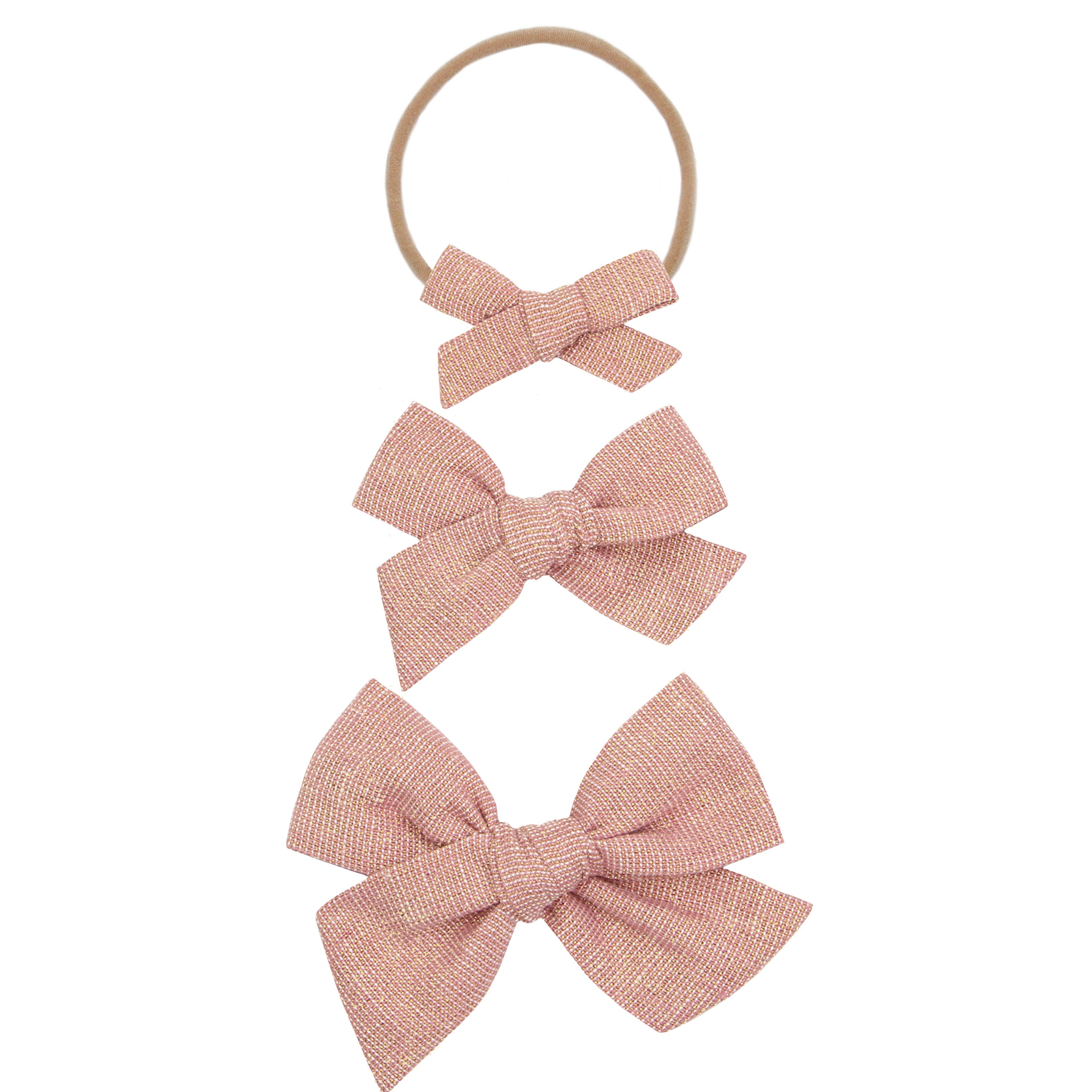 Classic Bow - Metallic Rose Headband