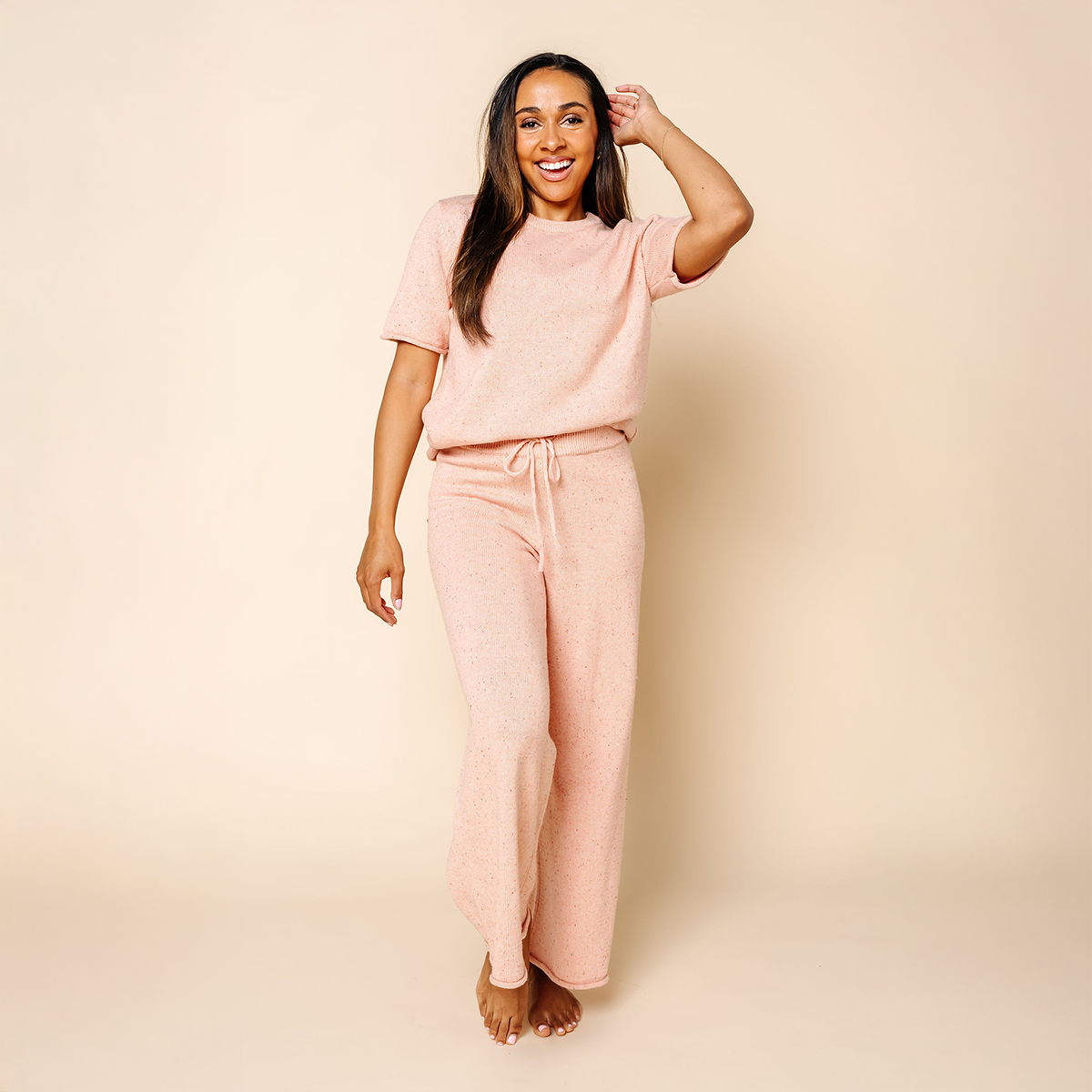 Knit Women's Wide Leg Pant - Petal Speckle