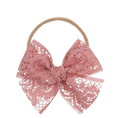 Lace Bow - Rose Headband