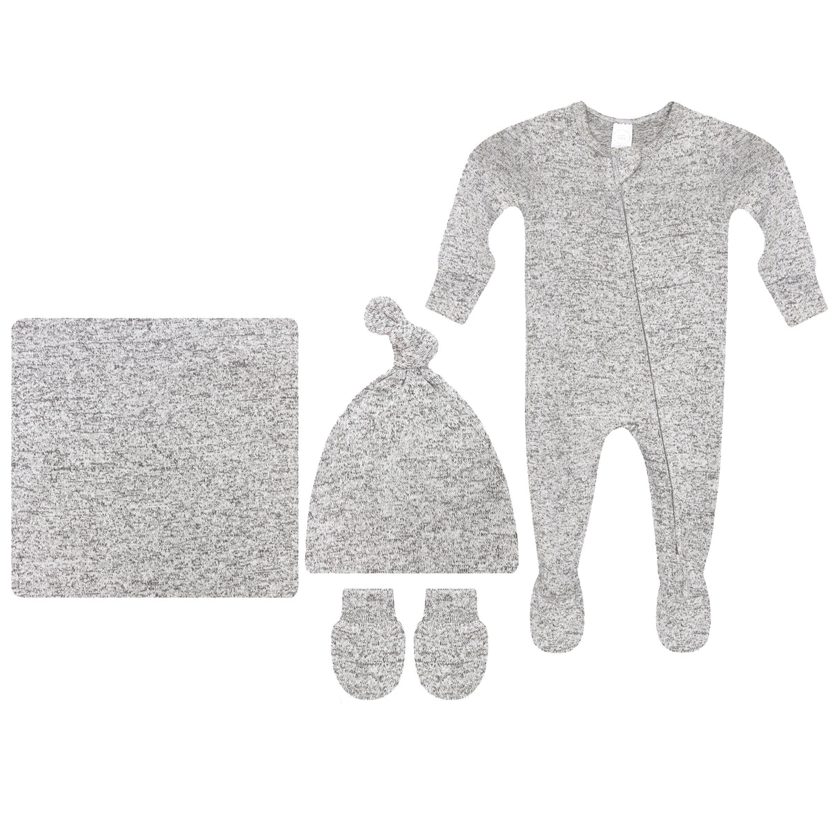 Sam Plush Knit Newborn Hat Bundle + Zipper Footie