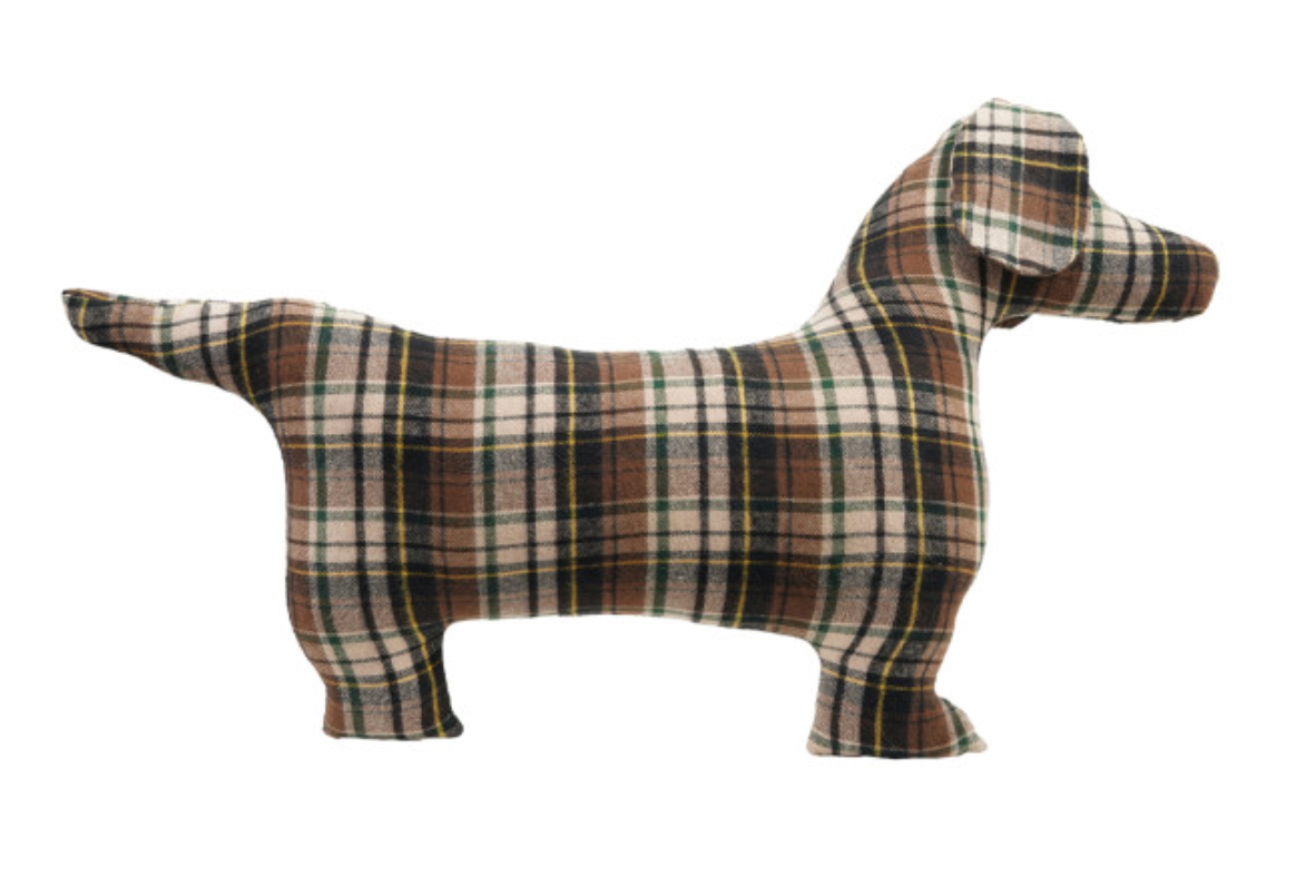 Plaid Fabric Dog Shaped Pillow