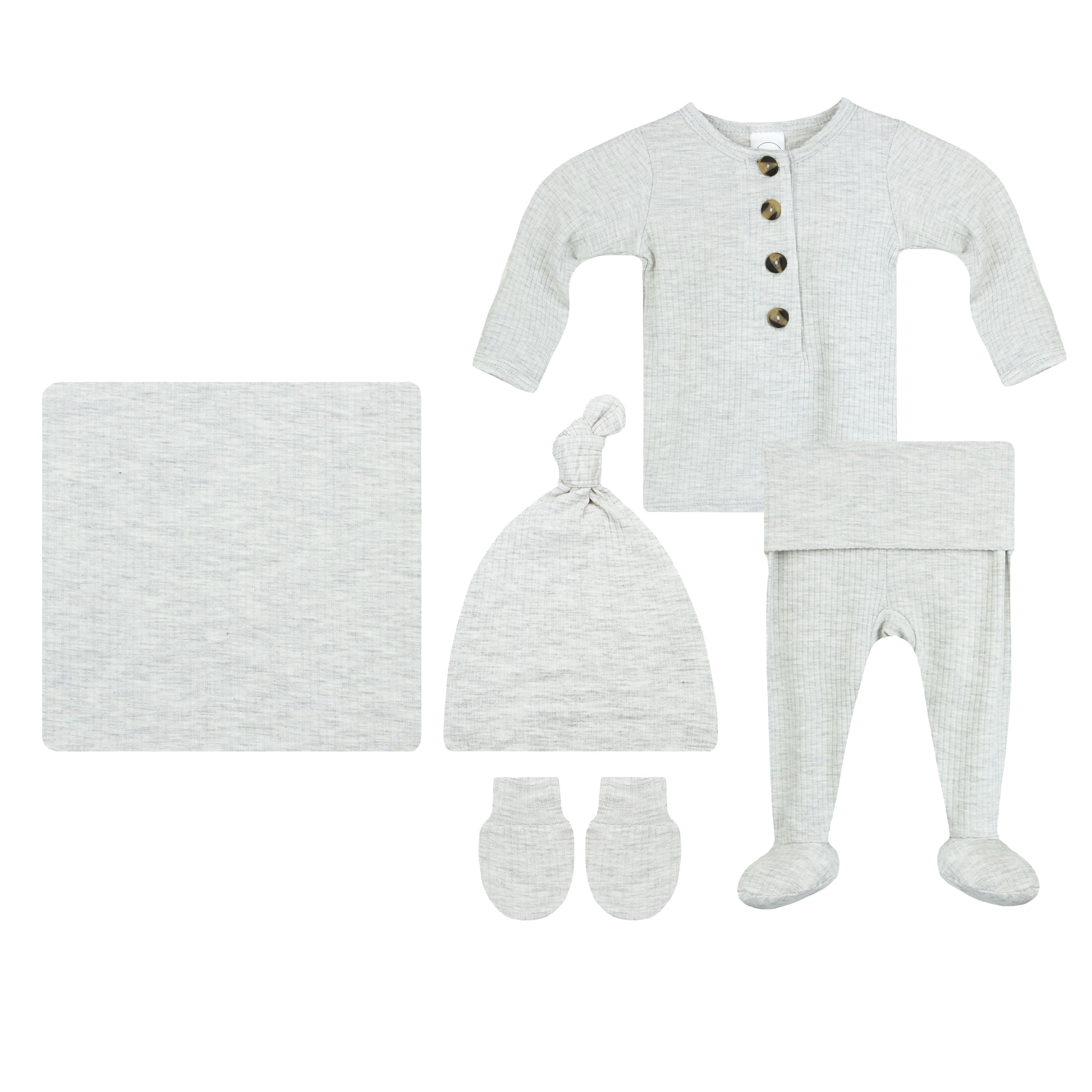 Stevie Ribbed Newborn Hat Bundle (Top + Bottom)