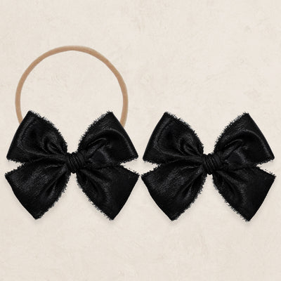 Chiffon Bow - Metallic Black