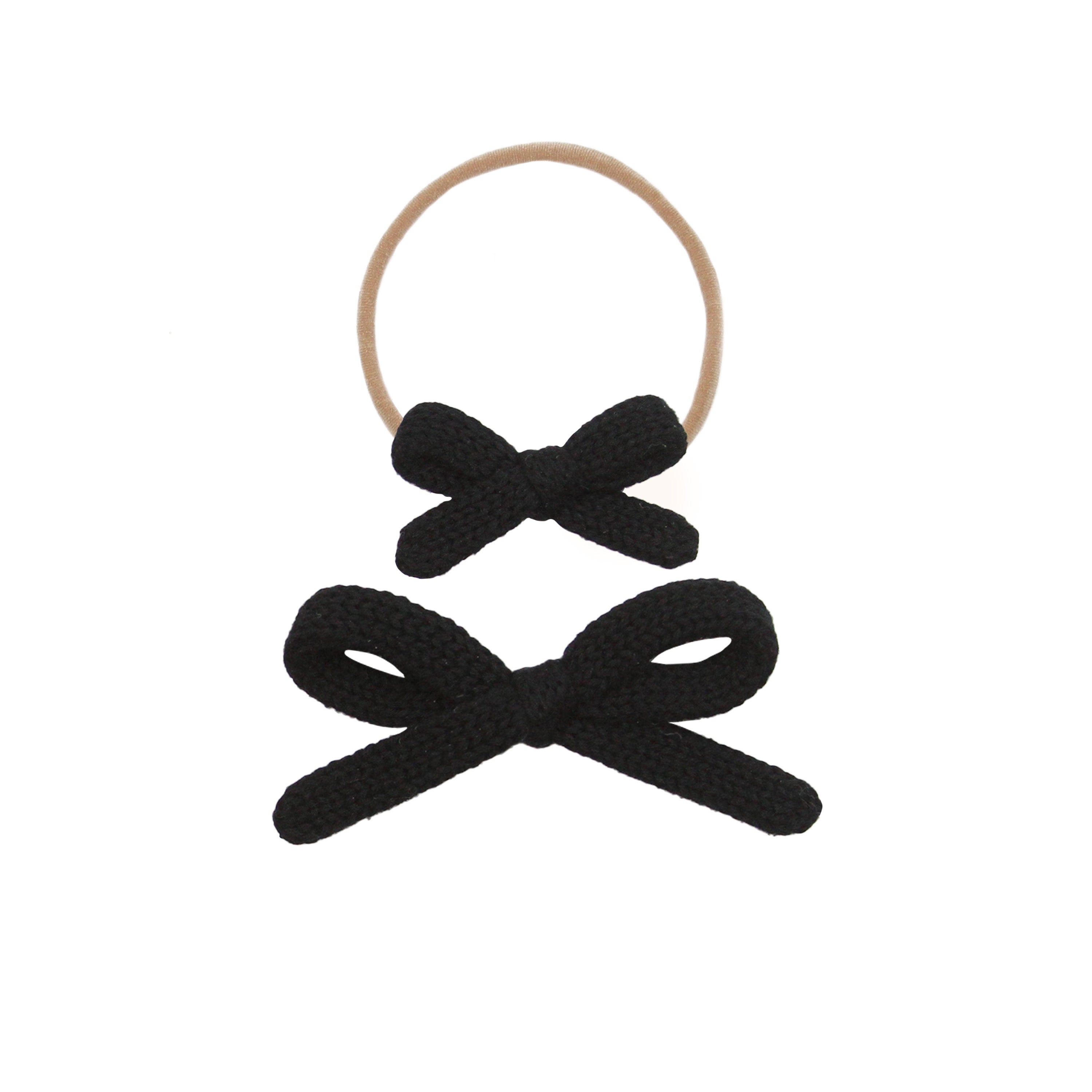 Sweater Bow - Black Knit Headband