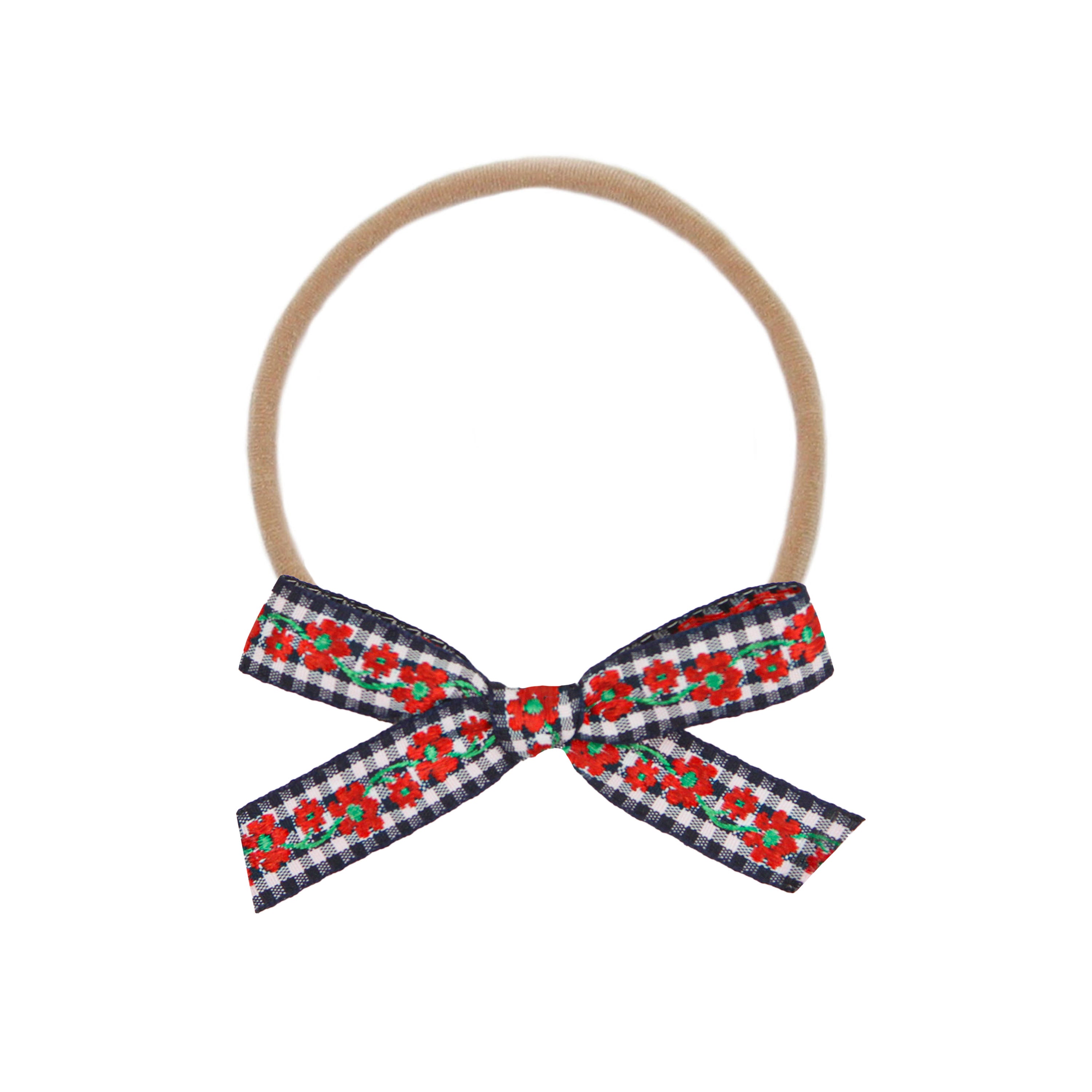 Ribbon Bow - Poppy Gingham Headband