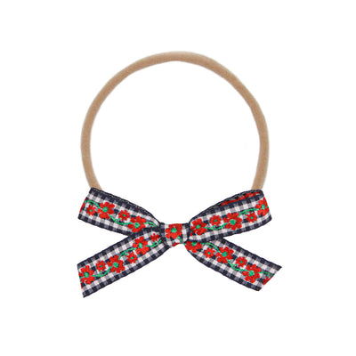 Ribbon Bow - Poppy Gingham Headband