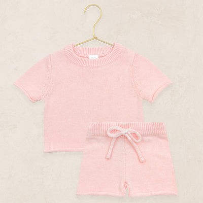 Knit Shirt + Short Set - Blush