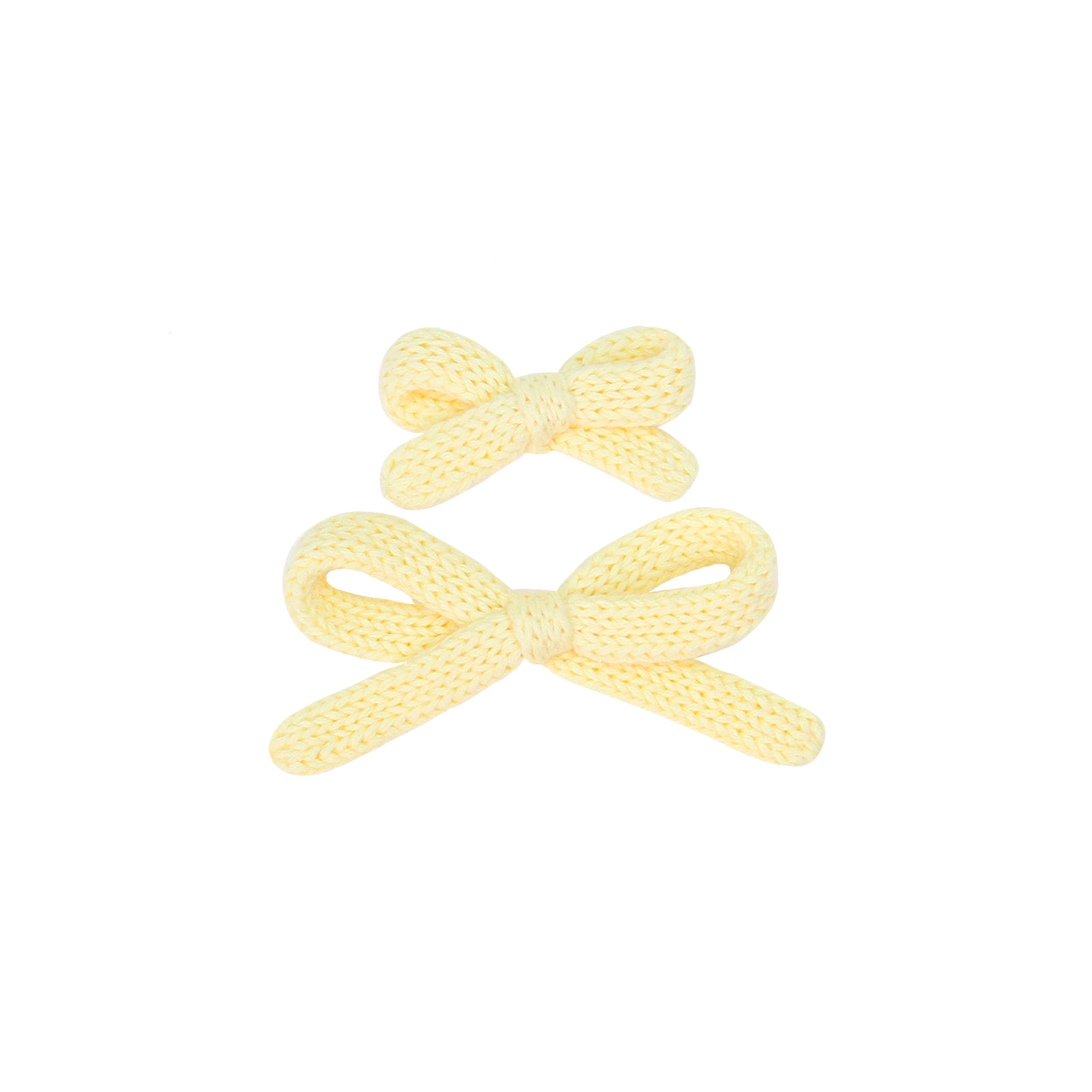 Sweater Bow - Butter Yellow Knit Clip