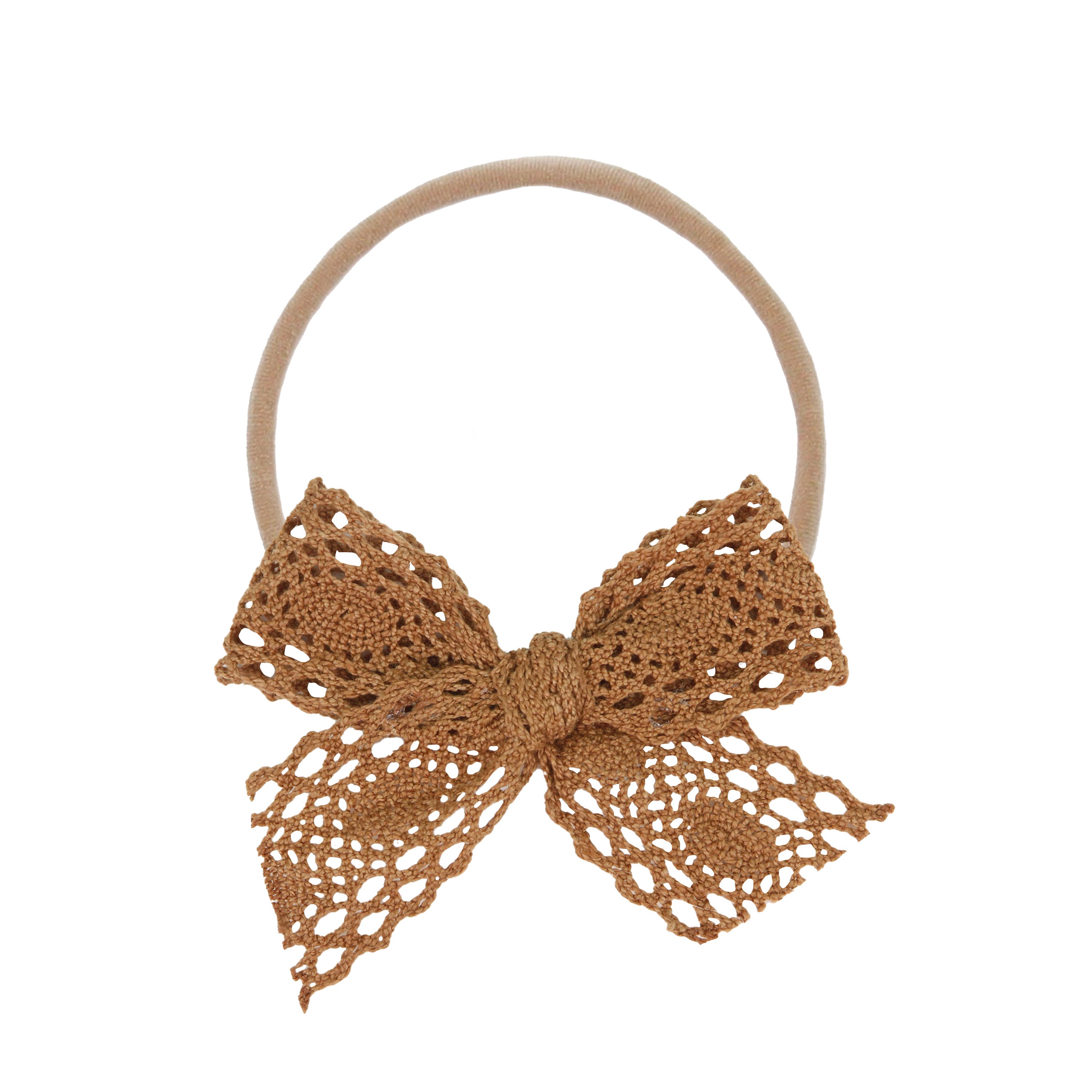 Lace Bow - Camel Crochet Headband