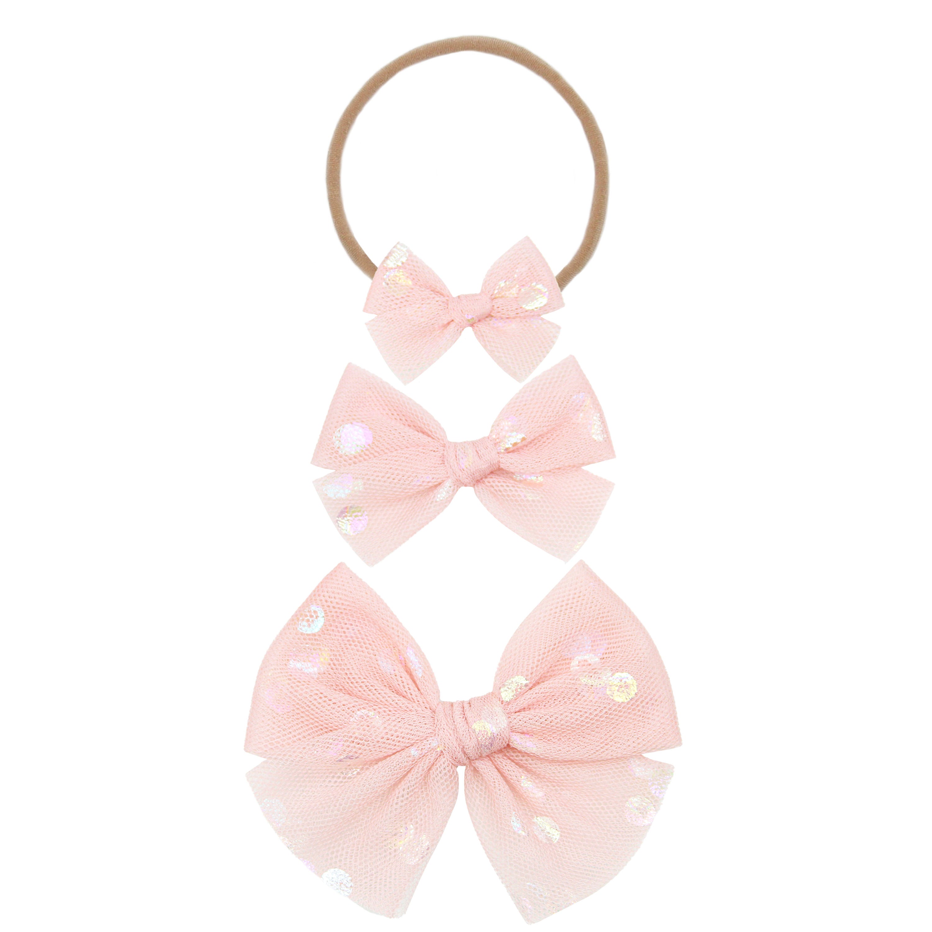 Tulle Bow - Blush Shimmer Dot