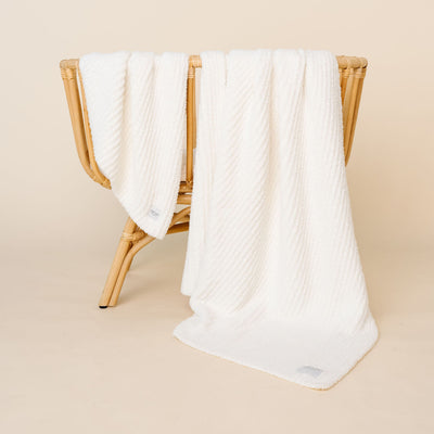 Chenille Blanket - White - Small & Large