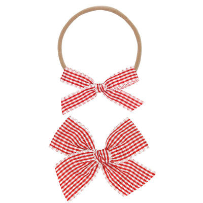 Ribbon Bow - Cherry Gingham Headband