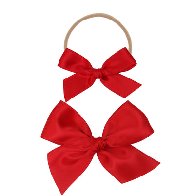 Satin Bow - Cherry Headband