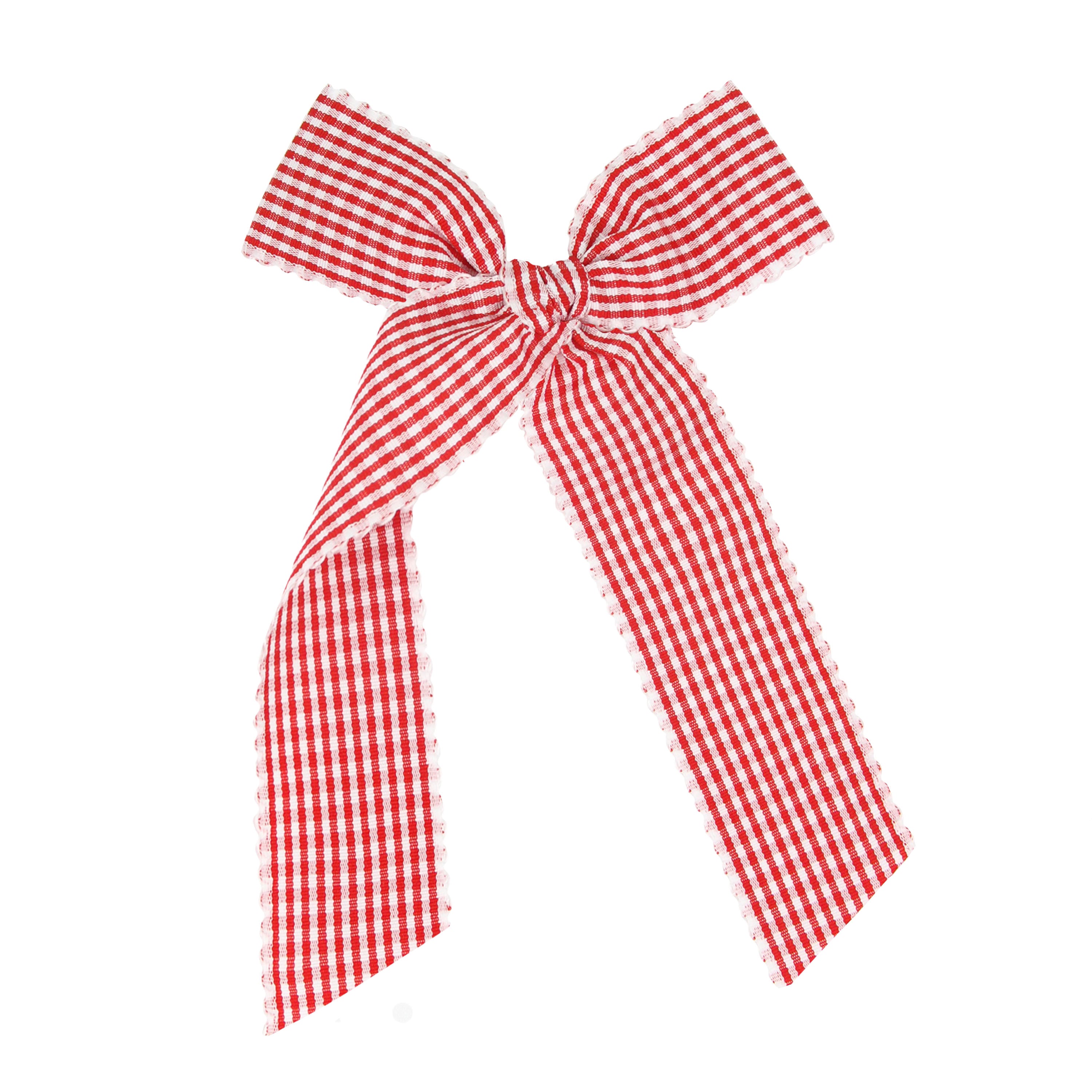 Ribbon Bow - Cherry Gingham Sash Clip