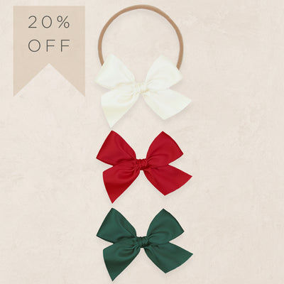 Satin Bow 3 Pack: Ruby