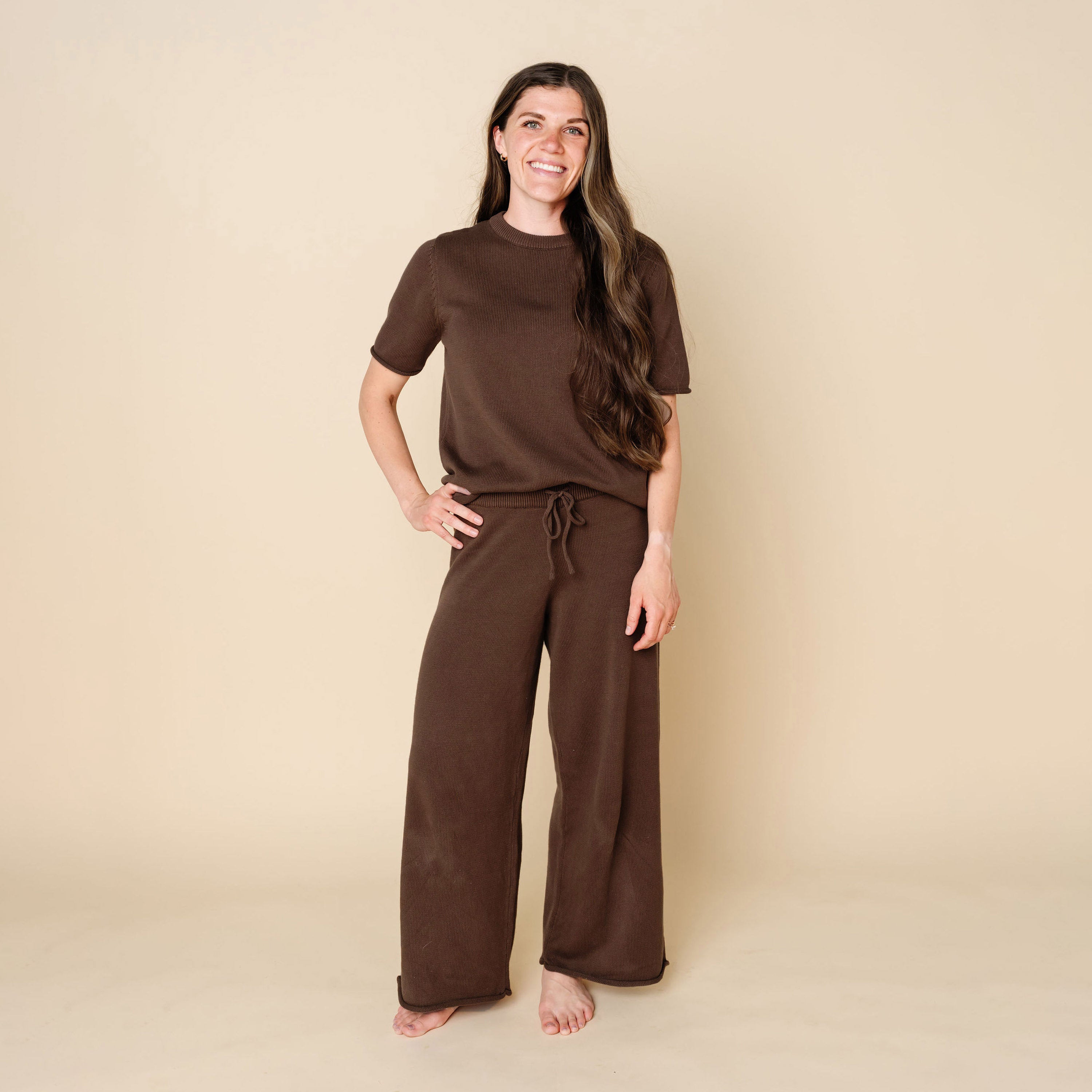 Knit Women's Wide Leg Pant - Cocoa