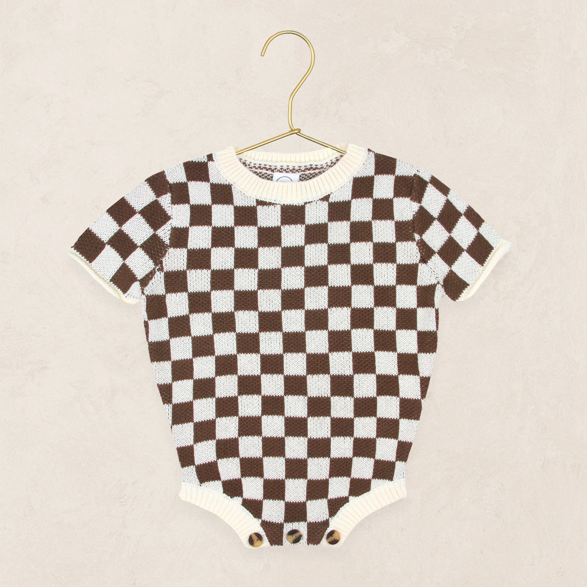 Knit Onesie - Cocoa Checkered