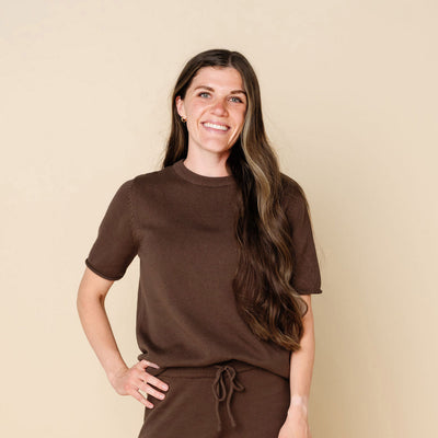 Knit Women's Short Sleeve Tee - Cocoa