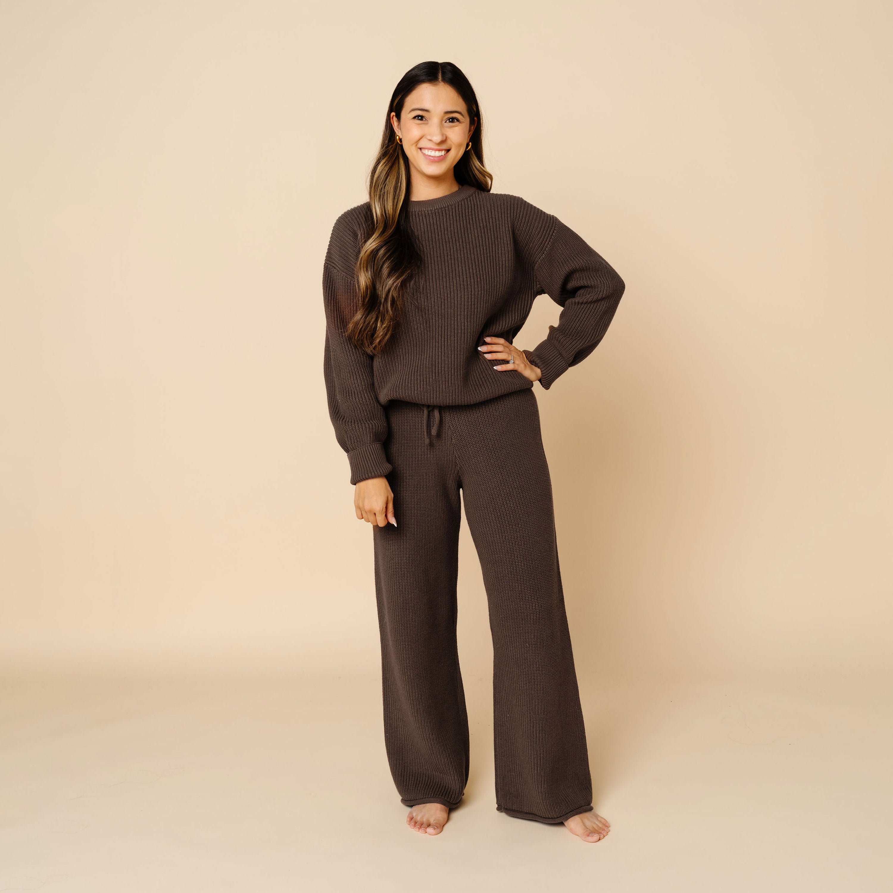 Knit Women's Chunky Wide Leg Pant - Cocoa